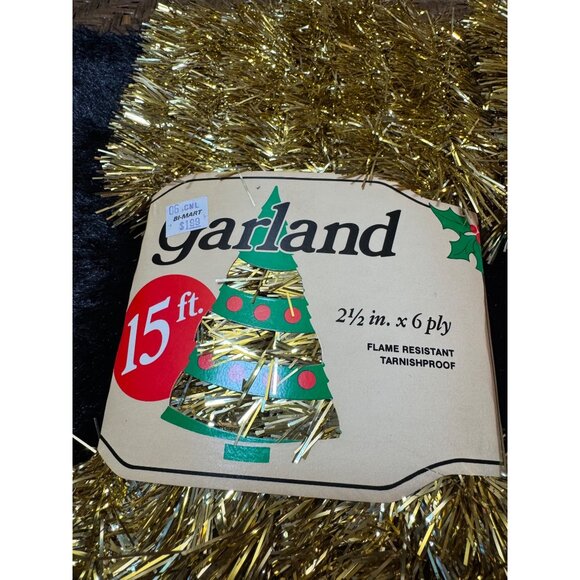 Vintage Gold Tinsel Christmas Garland 15 Ft 2-Pack  New Original Packaging - Picture 2 of 5
